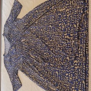 Charter Club Plus Faux Wrap Dress 2X Blue and white short sleeve